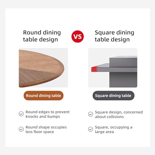 Walnut Round Wooden Dining Table 43.3" P989107