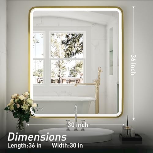 Black Metal Frame LED Bathroom Mirror X969559