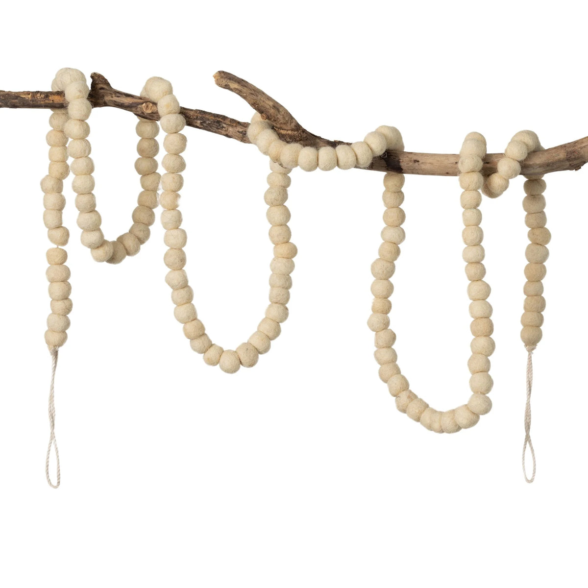 Natural Wool Ball Garland 70"H Q1250