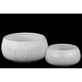 2 Piece Ceramic White Coated Round Flower Pot B90247