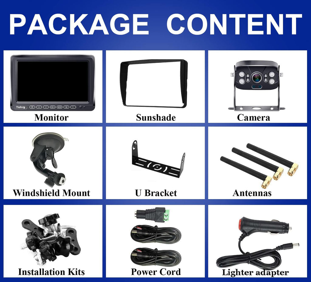 Wireless HD 1080P Backup Camera with 7 Inch Touch Key DVR Monitor W366414