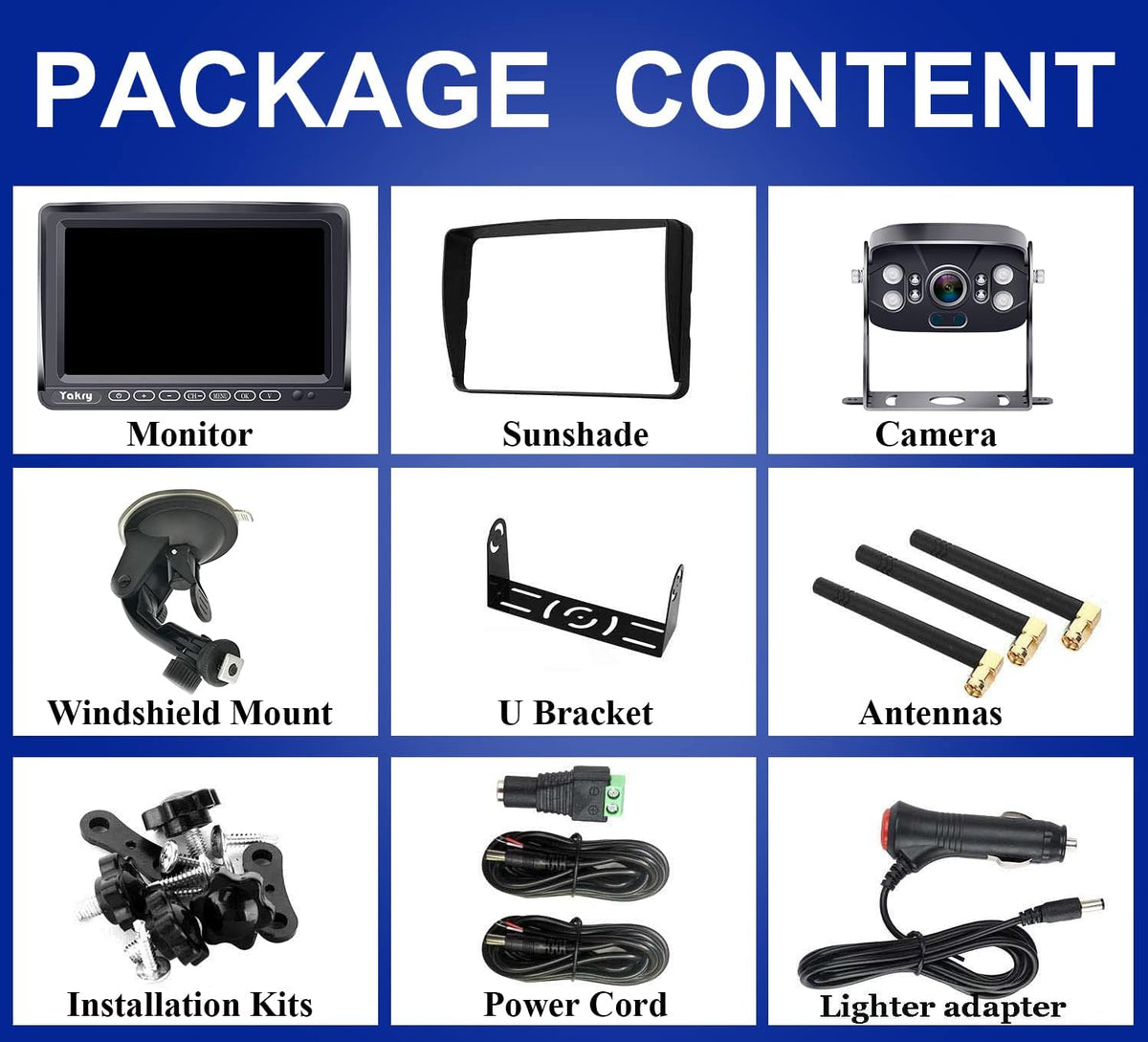Wireless HD 1080P Backup Camera with 7 Inch Touch Key DVR Monitor W366414