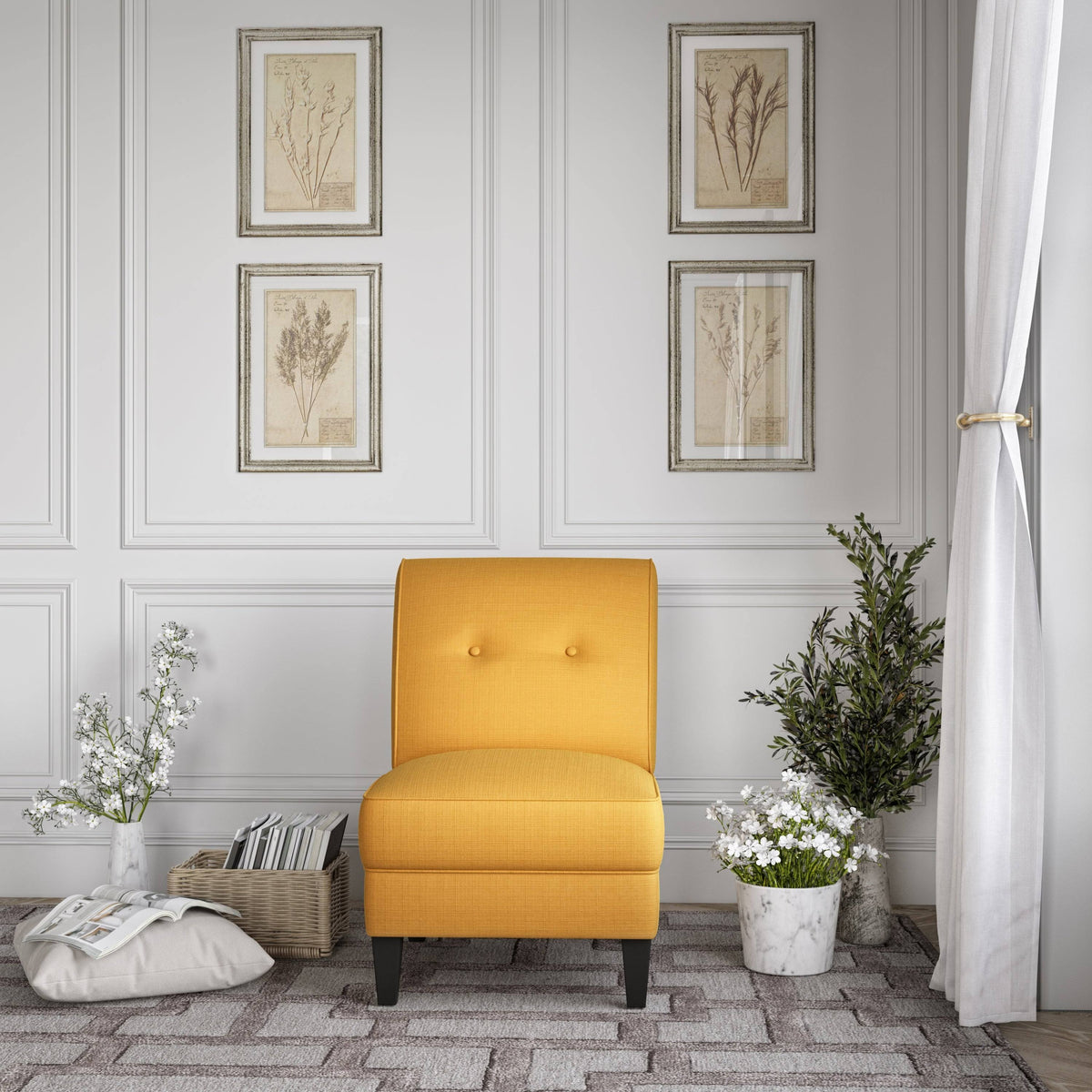 Orange Linen Armless Chair O8690