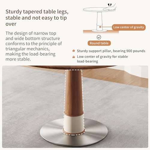 Walnut Round Wooden Dining Table 43.3" P989107