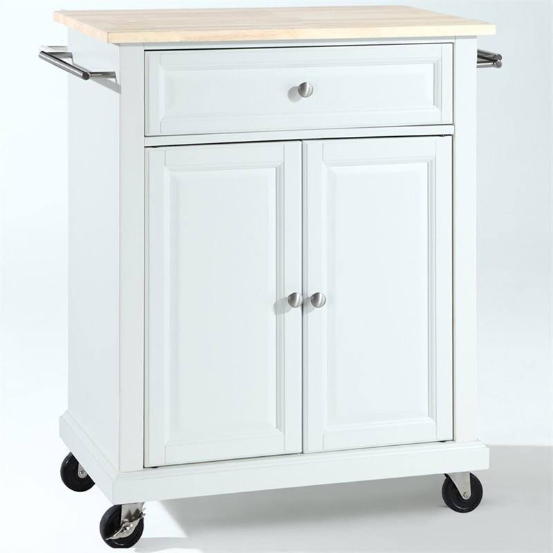 Natural Wood Top Kitchen Cart in White O48446