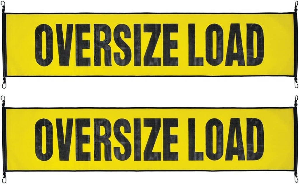 Oversize Load Banner with Heavy Duty Metal Hooks 18 Inch x 84 Inch Pack of 2 O211999