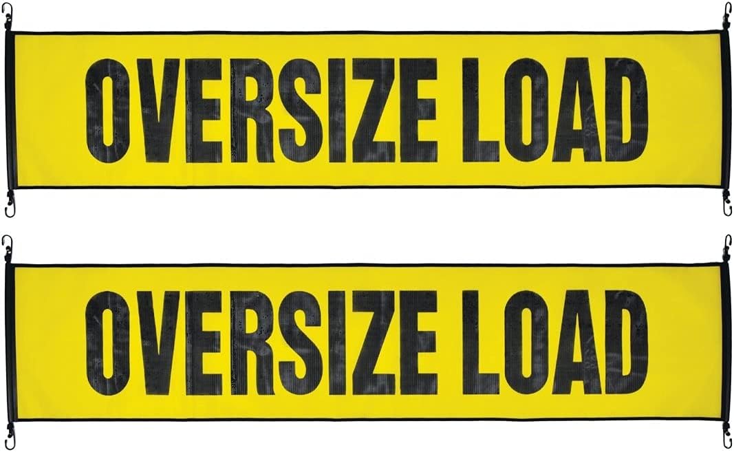 Oversize Load Banner with Heavy Duty Metal Hooks 18 Inch x 84 Inch Pack of 2 O211999