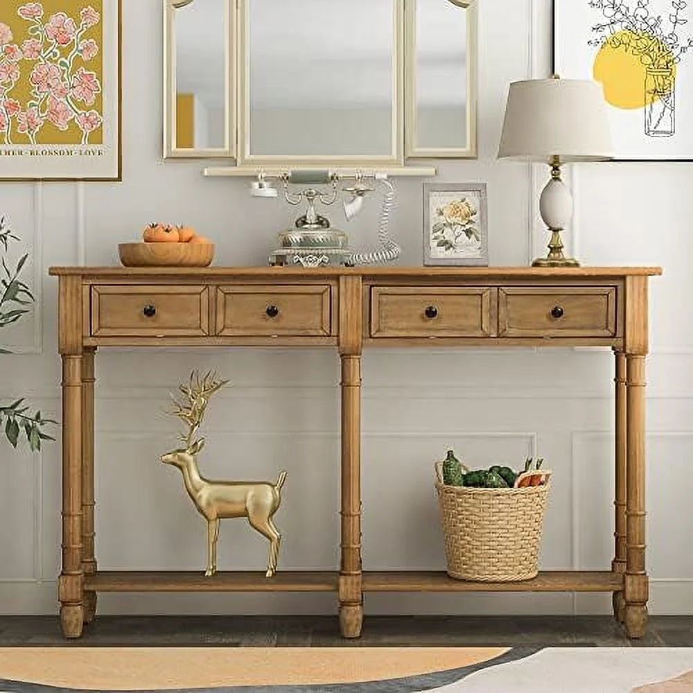 Solid Wood Console Table with 2 Drawers Y682012