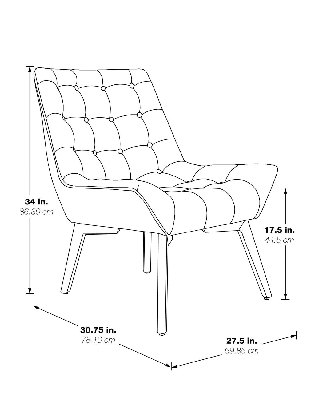 Charcoal Fabric Tufted Chair with Coffee Legs R14714