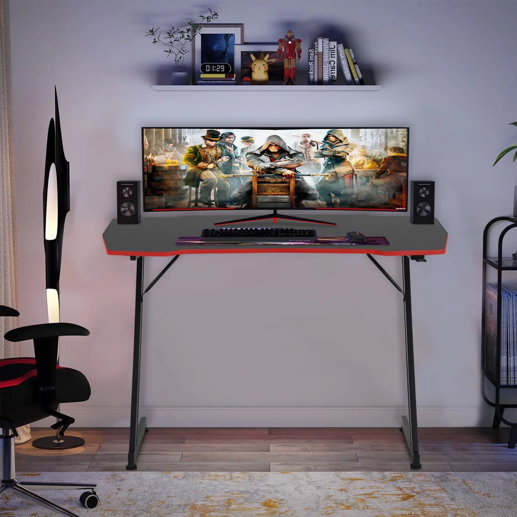 48 inch Z Shaped Gaming Desk with Headphone Hook U7620