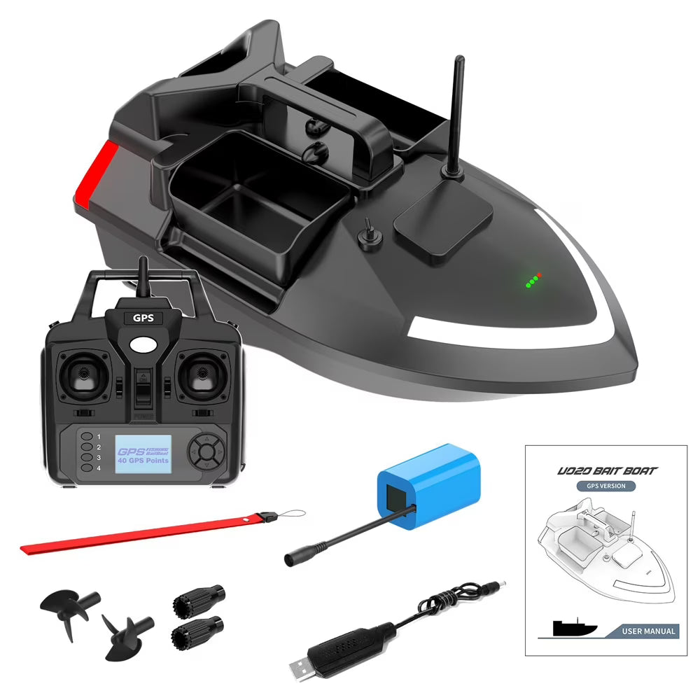 GPS Fishing Bait Boat 500m Remote Control Dual Motor Fish Finder 2KG Loading Support with Night Light B492