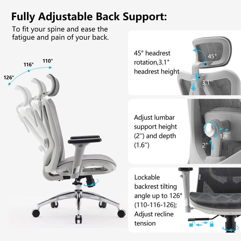 Black Ergonomic Mesh Office Chair with Headrest and Lumbar Support J2465