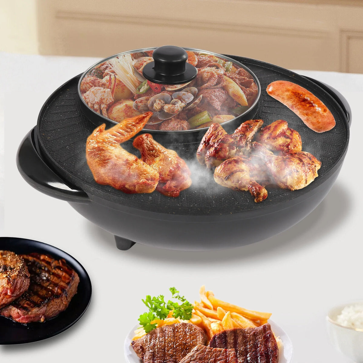 Portable Circular Hotpot Grill Combo Nonstick L17624
