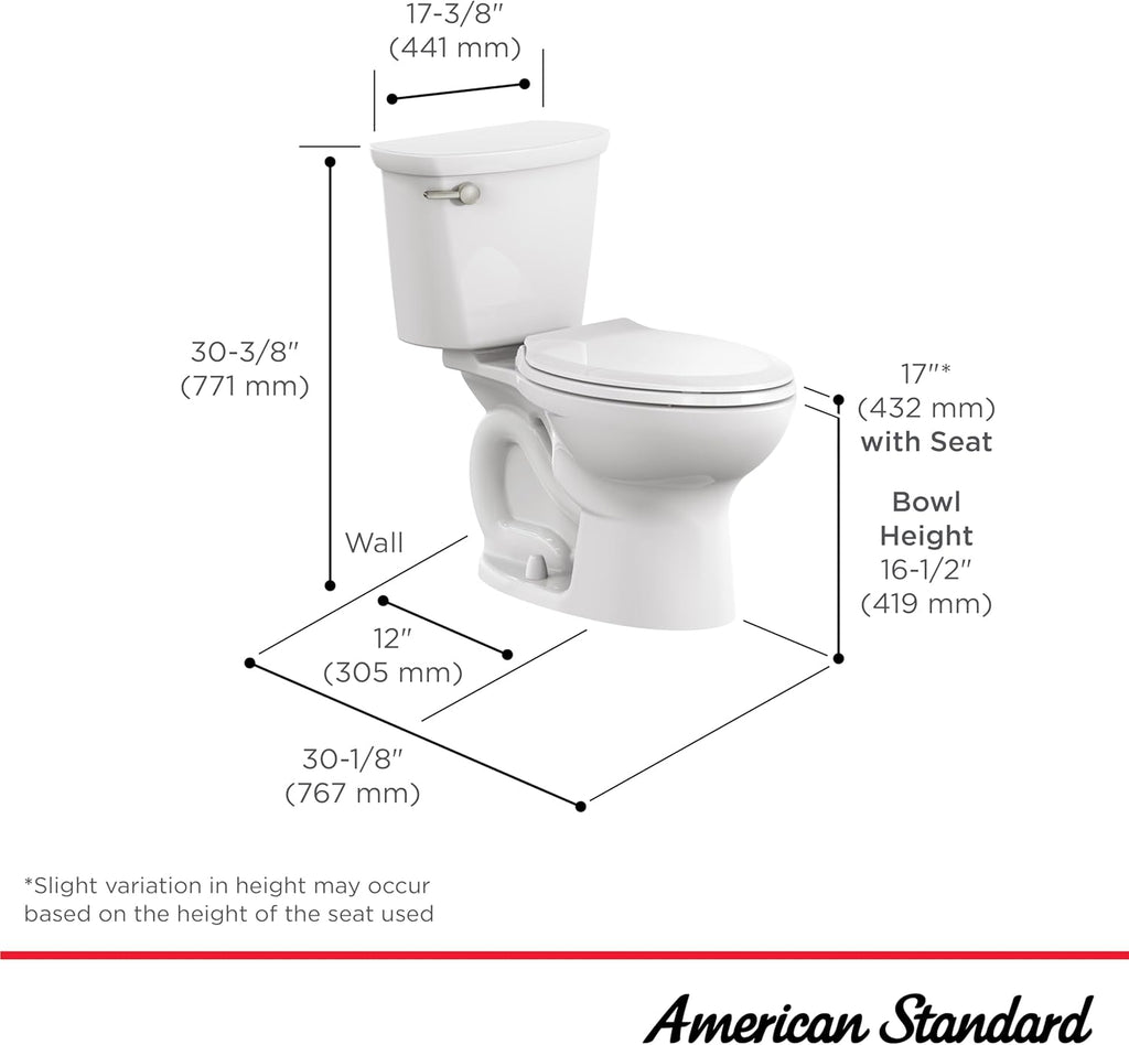Two-Piece Toilet with Slow-Close Seat, Elongated Front, Chair Height, White, 1.28 gpf M867766