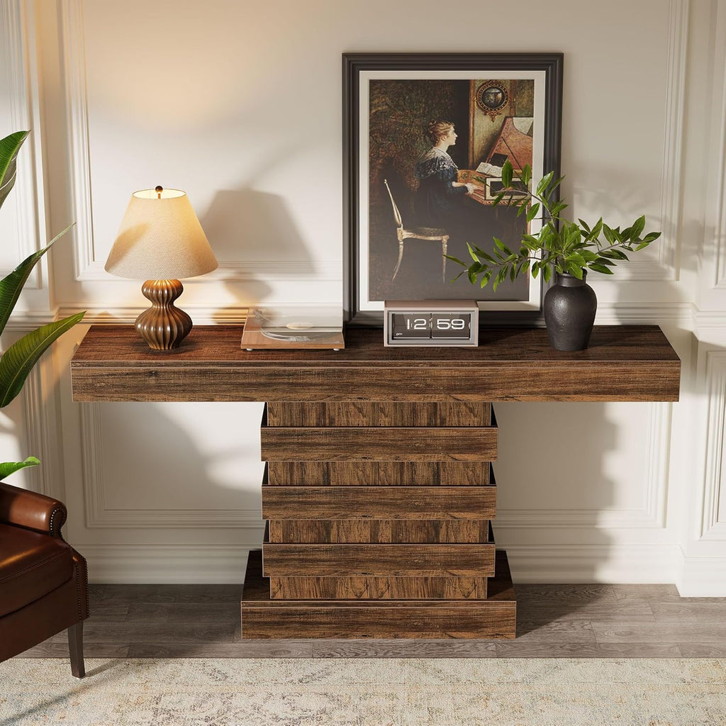 Rustic Brown 63-Inch Wooden Console Table L17707