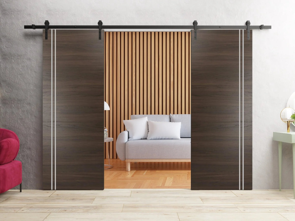 Double Barn Door 36 x 80 inches with Frosted Glass D675