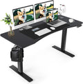 Electric Standing Desk Adjustable Height, 59 in, Brown D675668