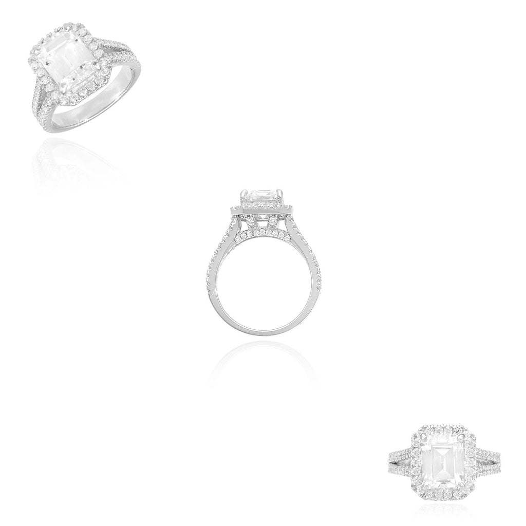 14K White Gold Emerald Cut Diamond Engagement Ring Y52197