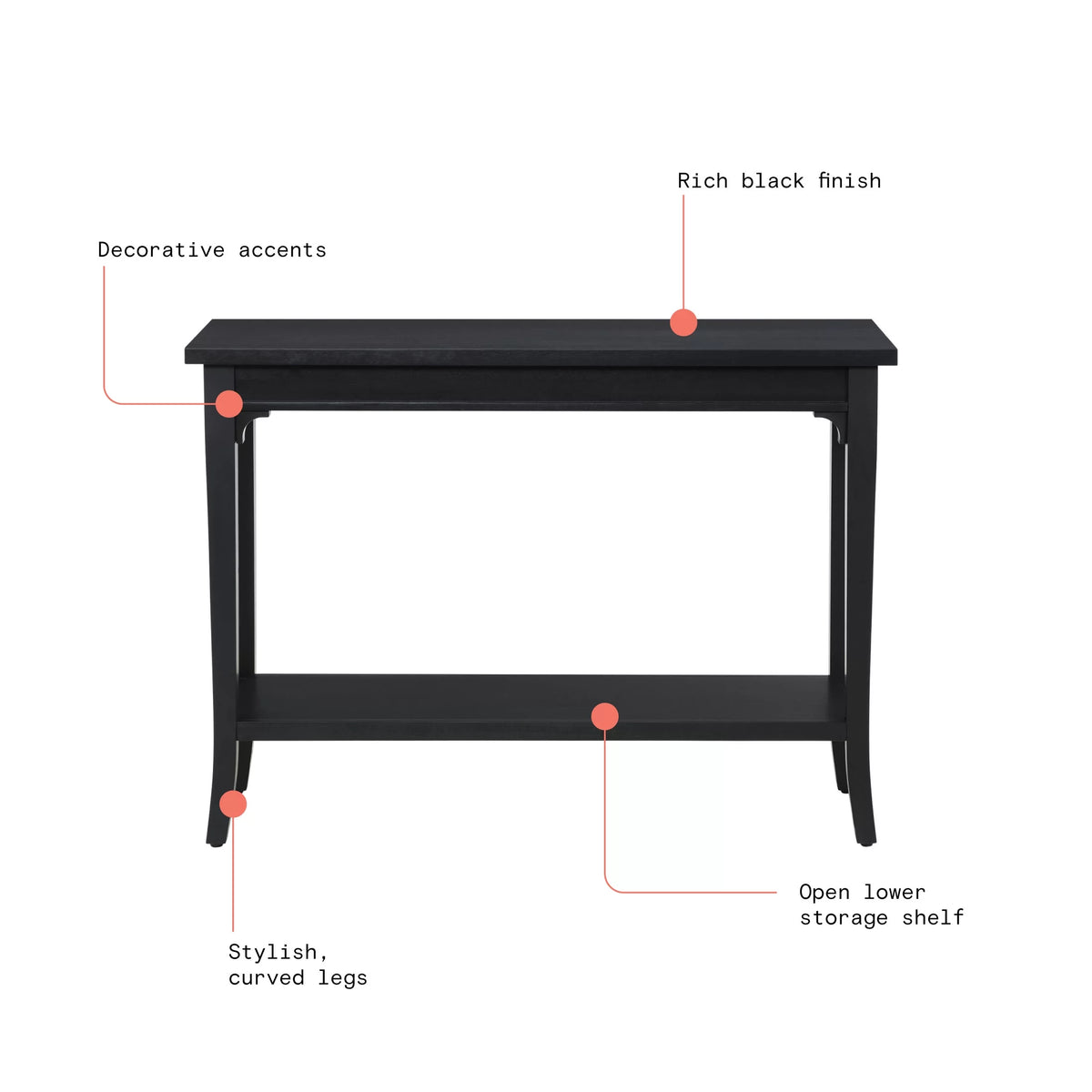 Console Table with Lower Shelf and Solid Wood Frame D10195
