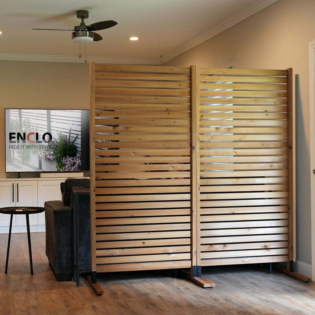 6 ft H x 3 ft W Slatted Wood Privacy Screen Kit (1 Panel) V7050