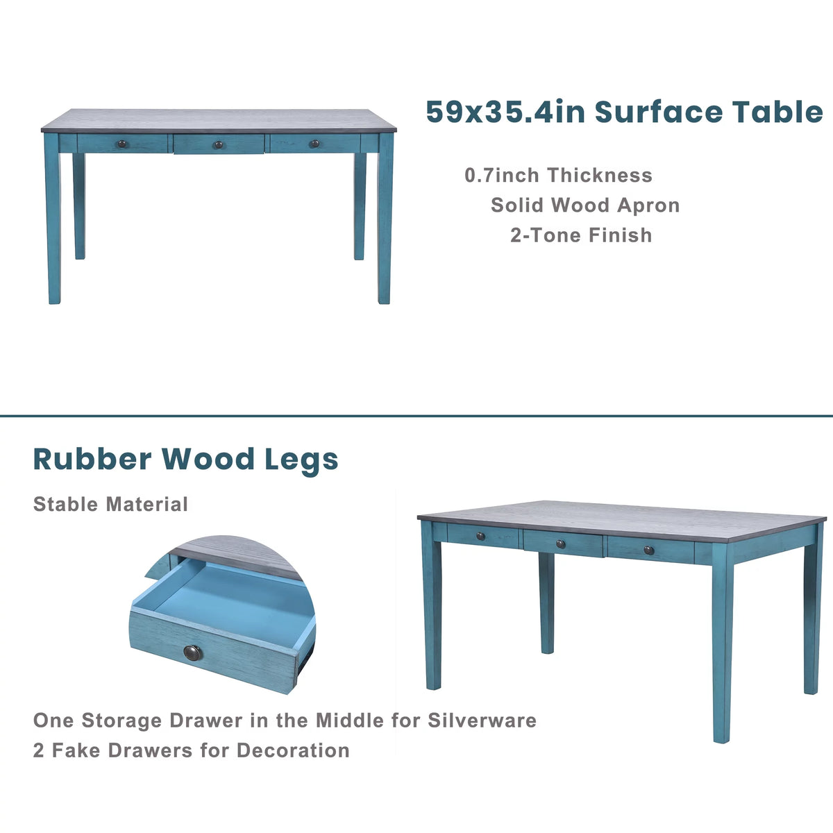 6 Piece Wood Dining Table Set with 4 Upholstered Chairs and Bench Y365404