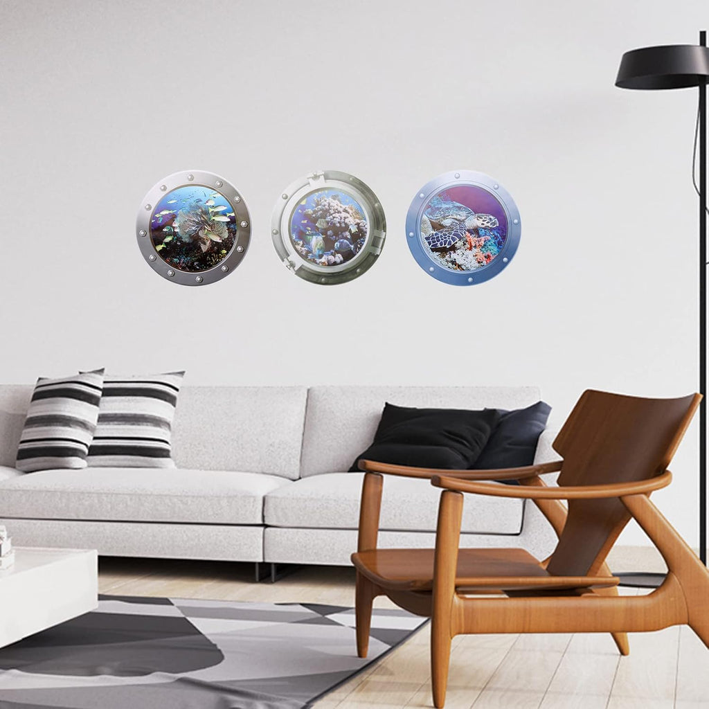 3 Pcs Peel and Stick Removable 3D Fish Sea Life Wall Sticker P235599