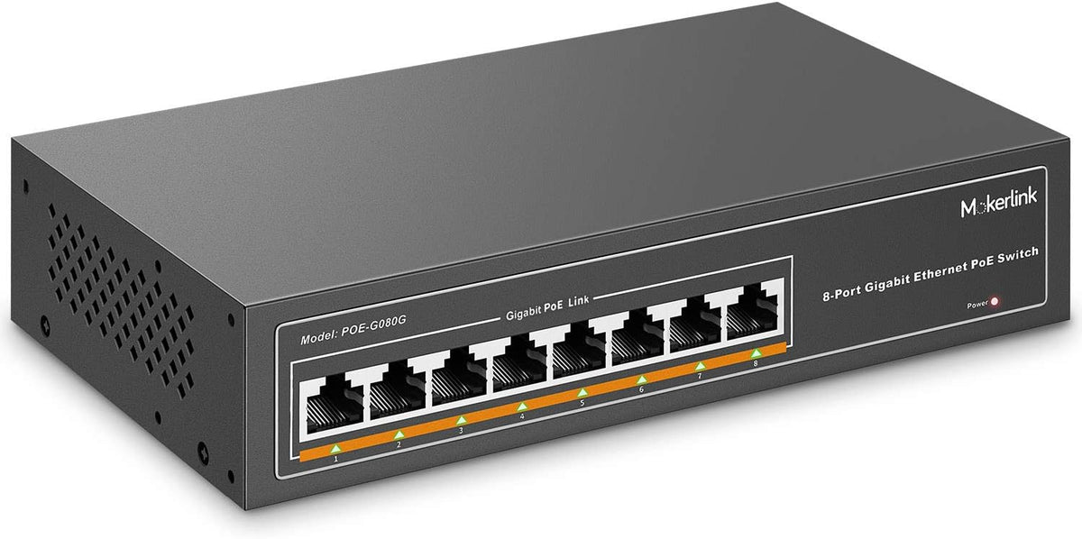 8 Port Gigabit PoE Switch, 120W, Metal Fanless Unmanaged, Pack of 2 C4613