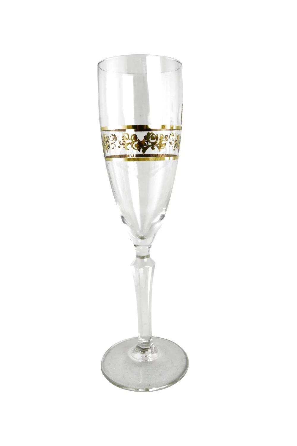 9 in. Flute Glass with Floral Design Set, 6 Piece M340