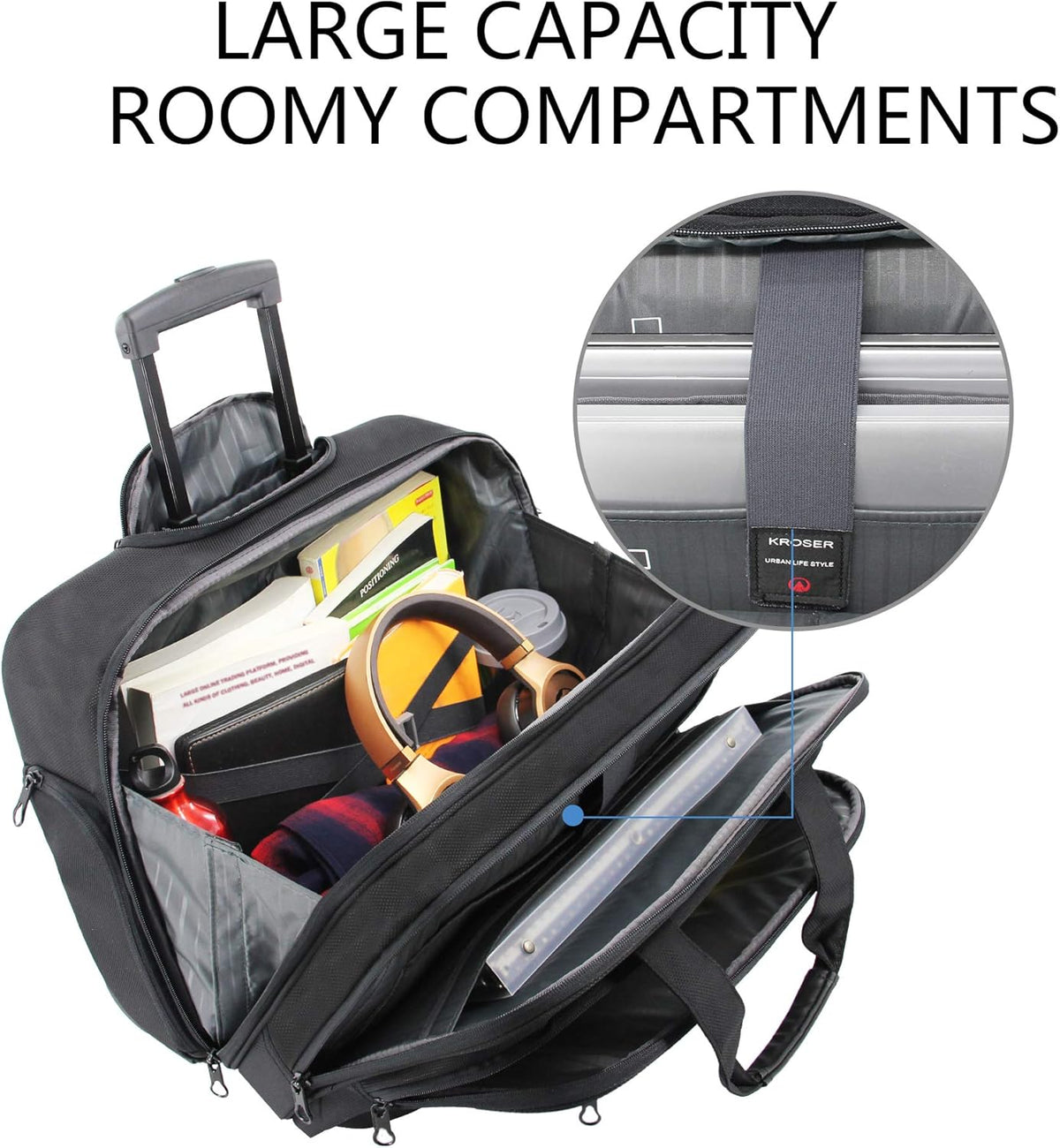 Rolling Laptop Bag Wheeled Briefcase for 17.3 Inch Laptop G401