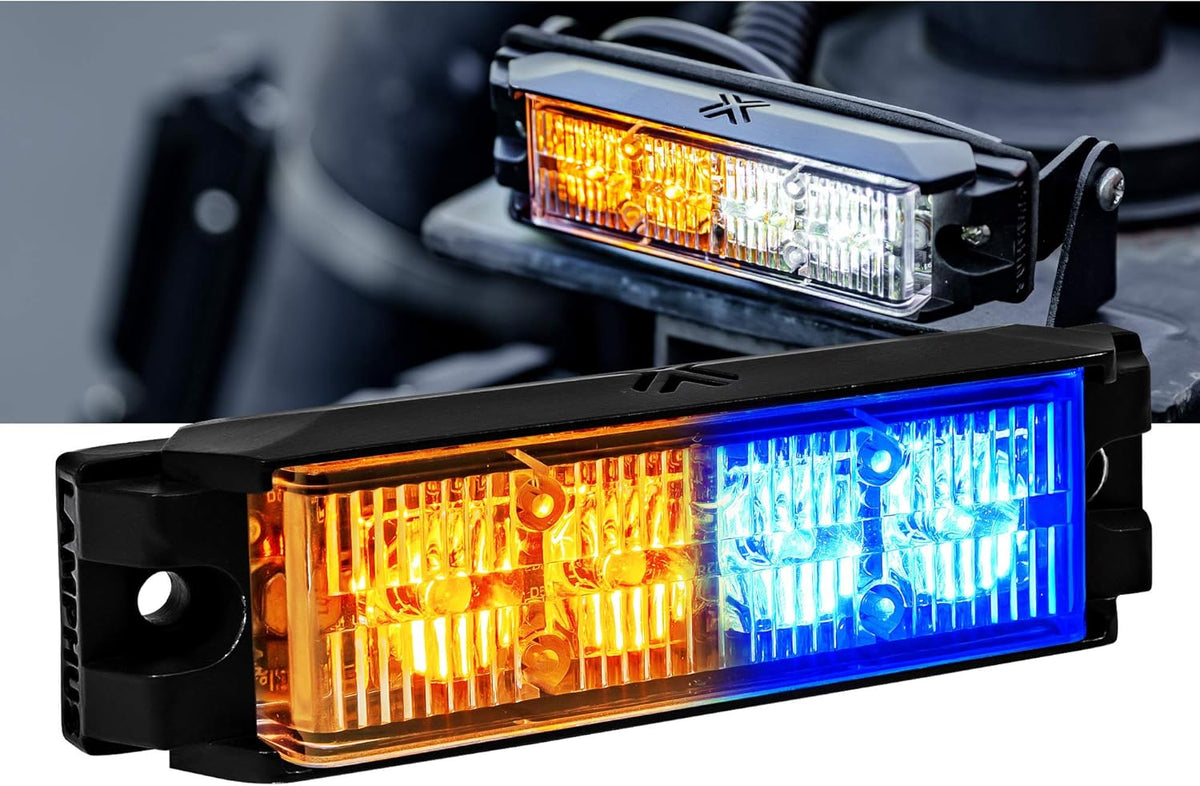 4pc 4" 4W Green White LED Flashing Strobe Light Head Emergency Warning Grille Light Q396