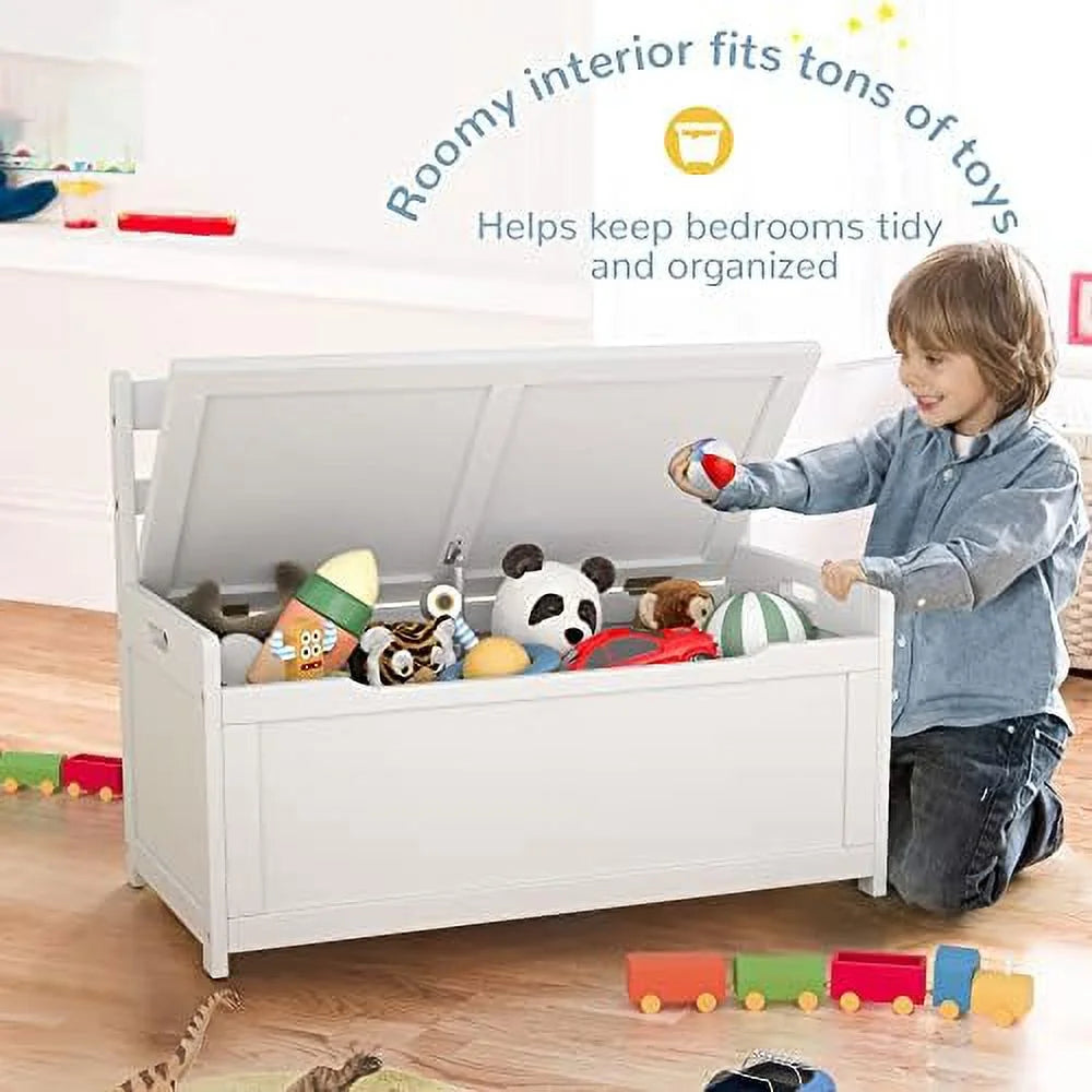 White Rubber Wood Toy Box L76686