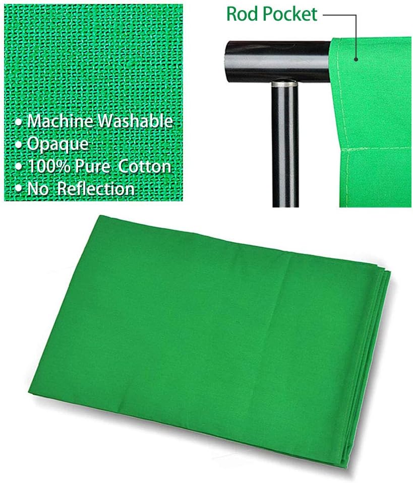 100% Pure Muslin 6.5 Ft x 10 Ft Chromakey Green Screen Backdrop with Backdrop Stand Kit J86469