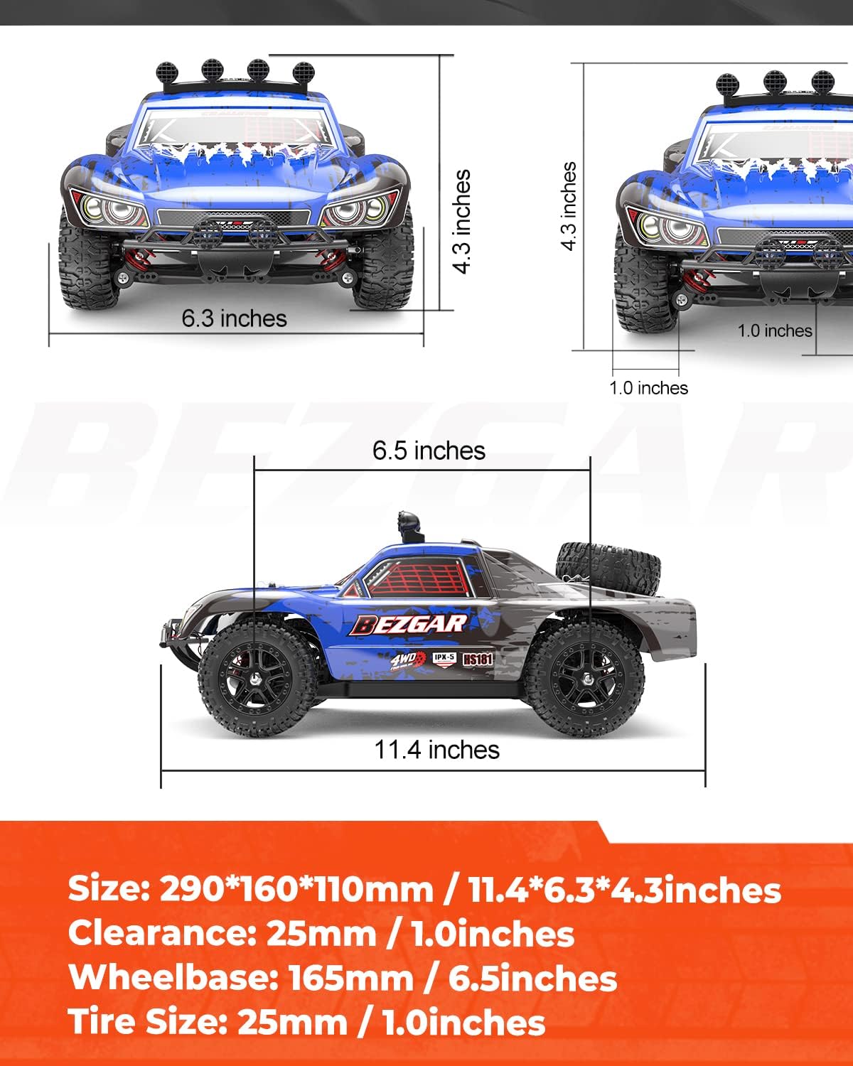 Remote Control Truck 4WD Electric Toy Off Road RC Monster Vehicle Car Crawler with 2 Rechargeable Batteries M568