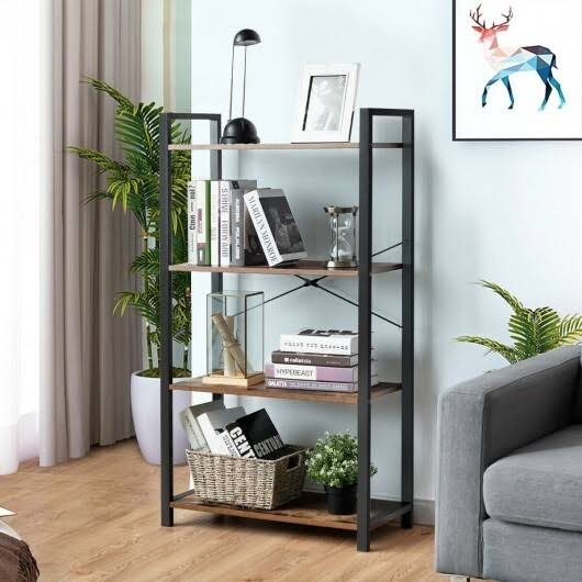 4-Tier Rustic Brown Bookshelf Storage Rack K497