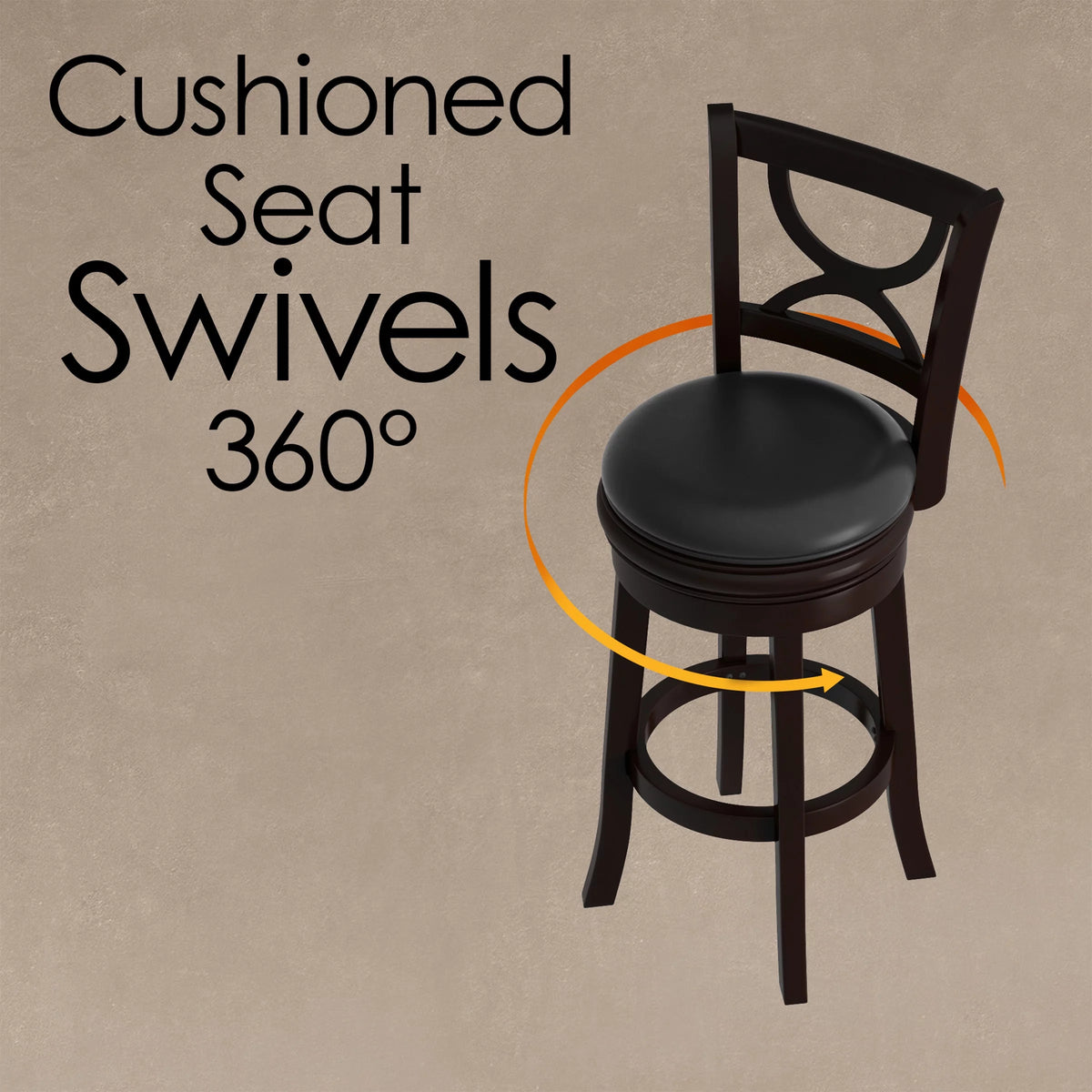 Black Faux Leather Swivel Wood Bar Stool J221