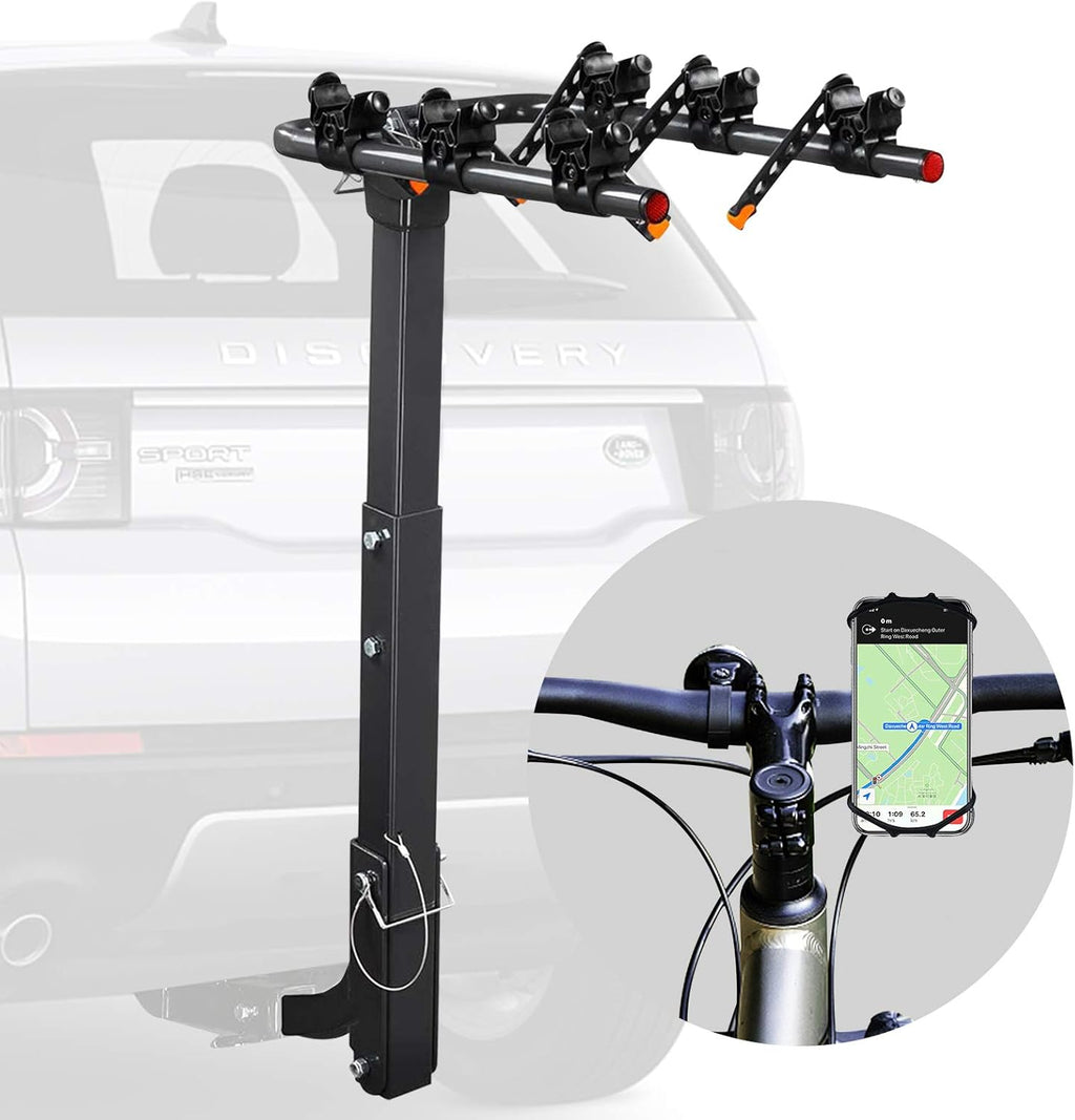 Bicycle Car Rack Bike Hitch Rack Double Foldable Bike Carrier Rack with 2'' Hitch Receiver, 4-Bike, Pack of 2 E1474