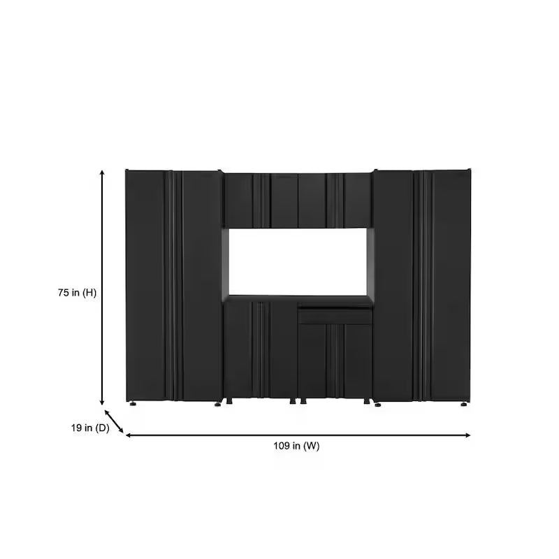 7-Piece Welded Steel Garage Storage System in Black W455305