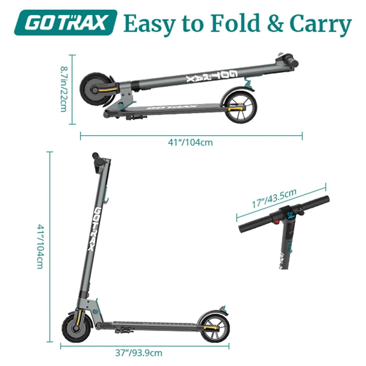 Foldable Electric Scooter with 6 Tires, 200W 12mph, Gray M1311