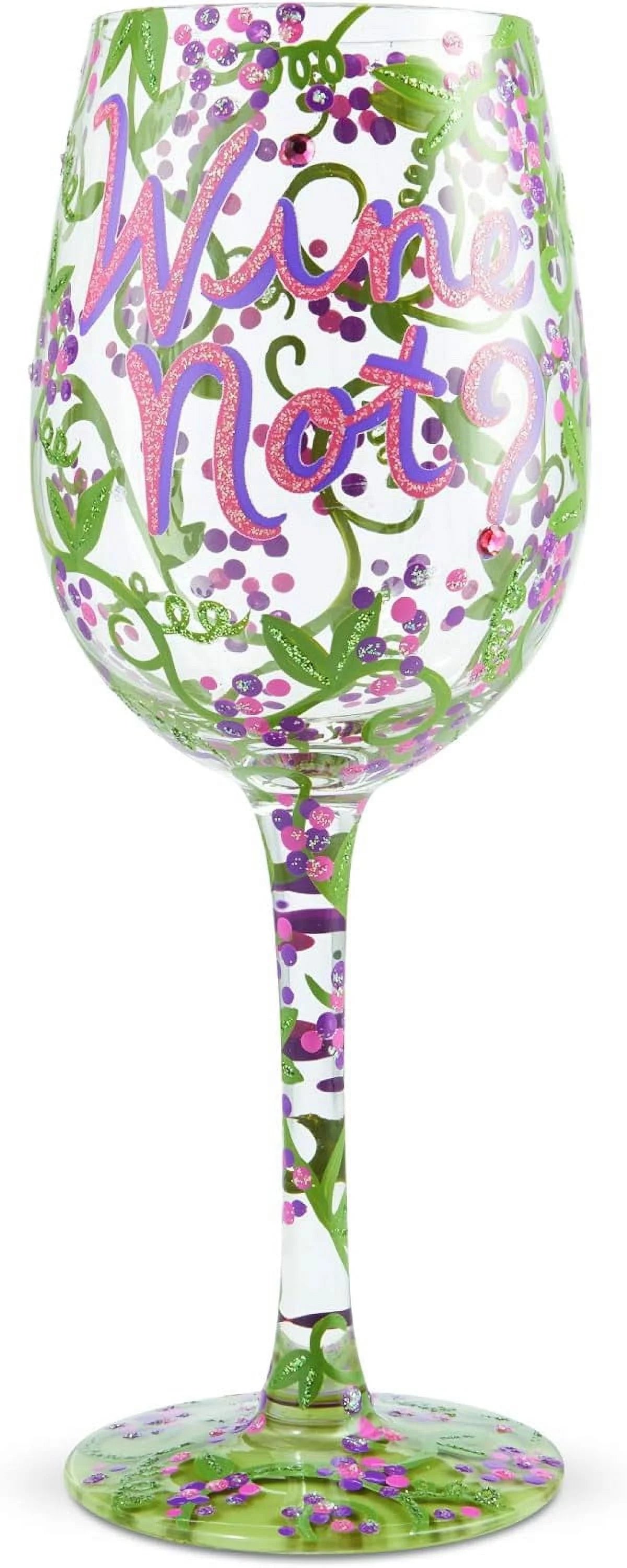 Hand-Painted Artisan Wine Glass, 1 Count, Multicolor N53470