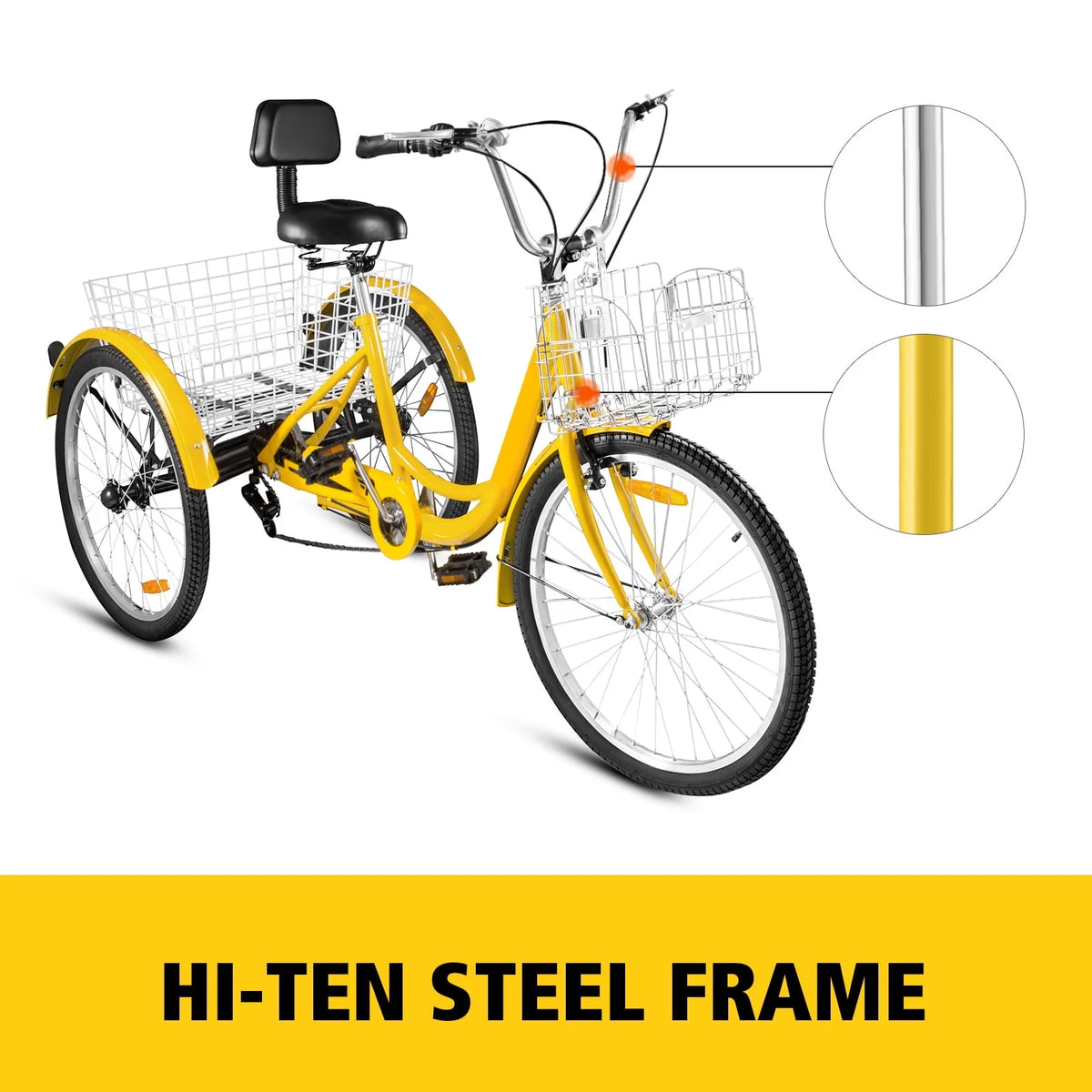 24 Adult Tricycle 7-Speed Three Wheel Bike with Basket D943238