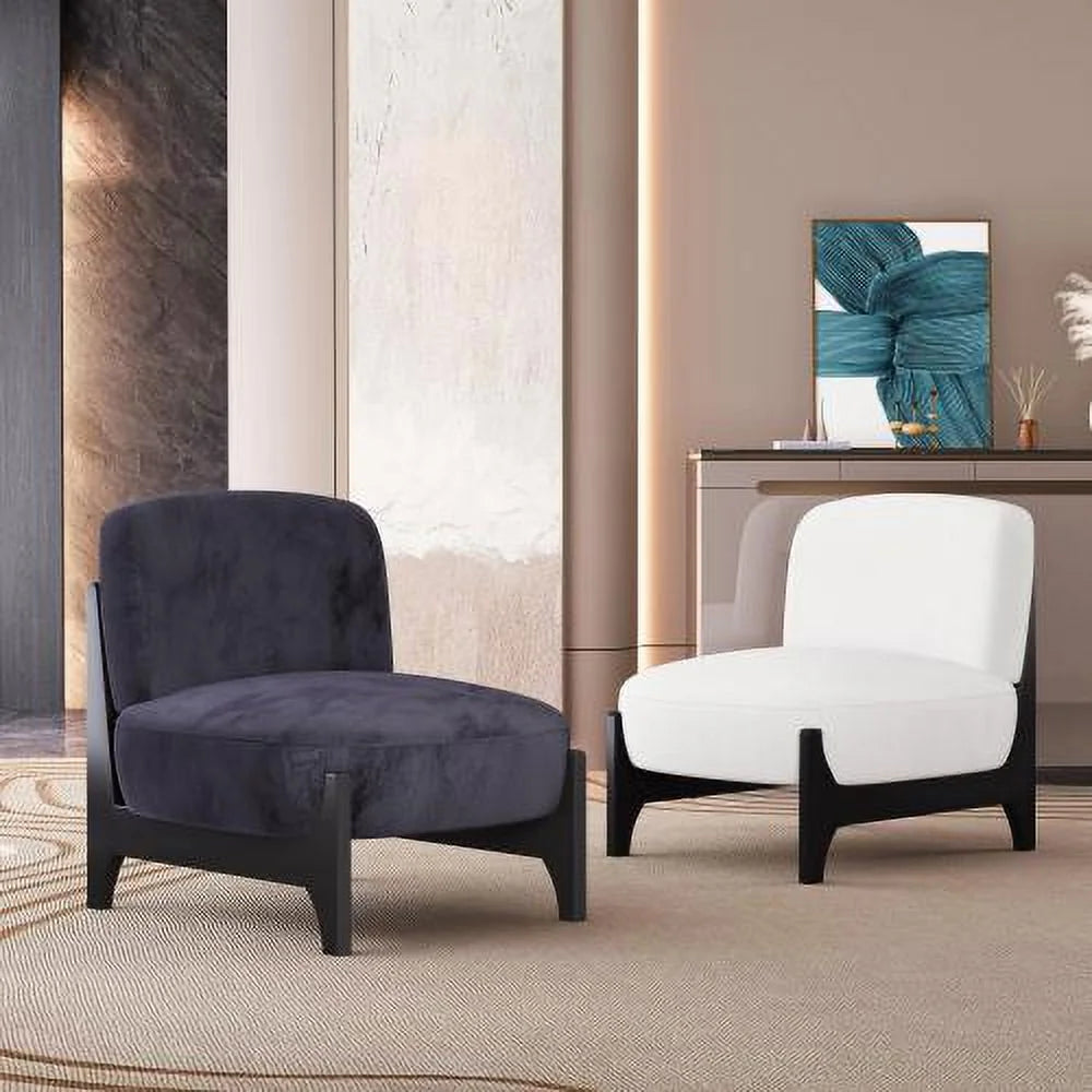 Black Velvet Upholstered Accent Chair with Solid Wood Frame S76433