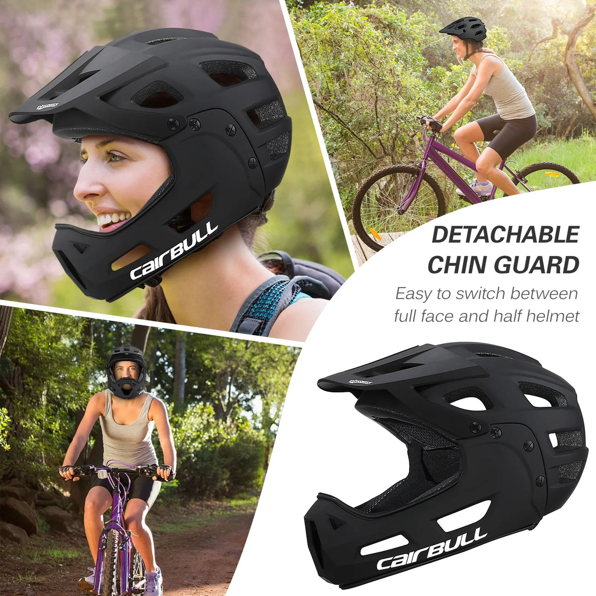 Orange Full Face Bike Helmet with Detachable Chin Guard and Visor C8415