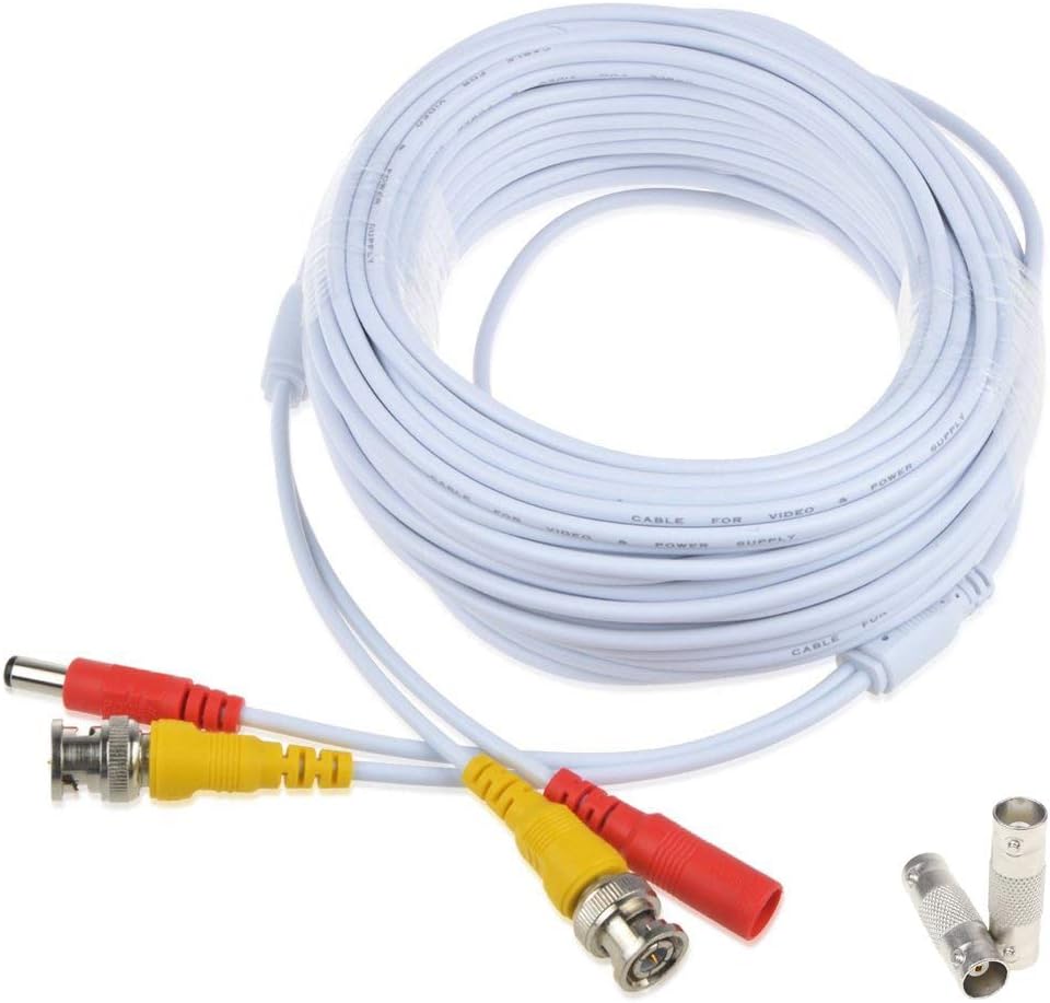 150 Feet Pre-Made Siamese BNC Video and Power Cable with Two Female Connectors (White) Pack of 2 Z674