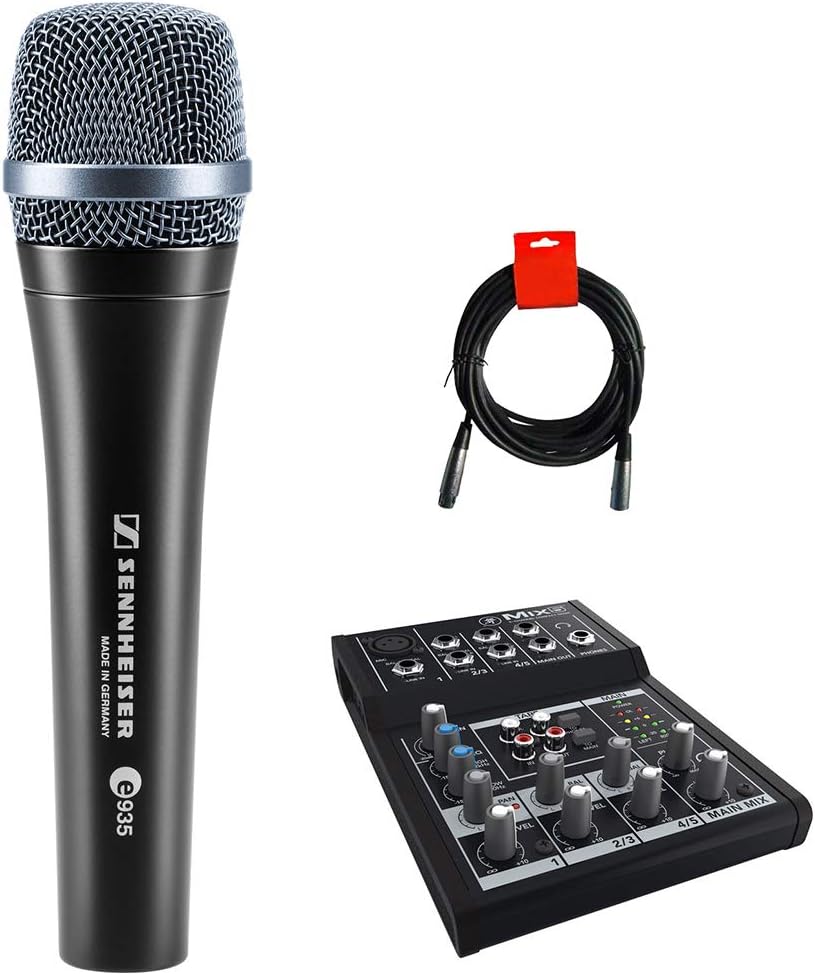 Handheld Cardioid Dynamic Microphone with 5-Channel Compact Mixer & XLR Cable H68092