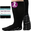 Extra Width Black 2 Pairs Diabetic Socks 13-15 T4420