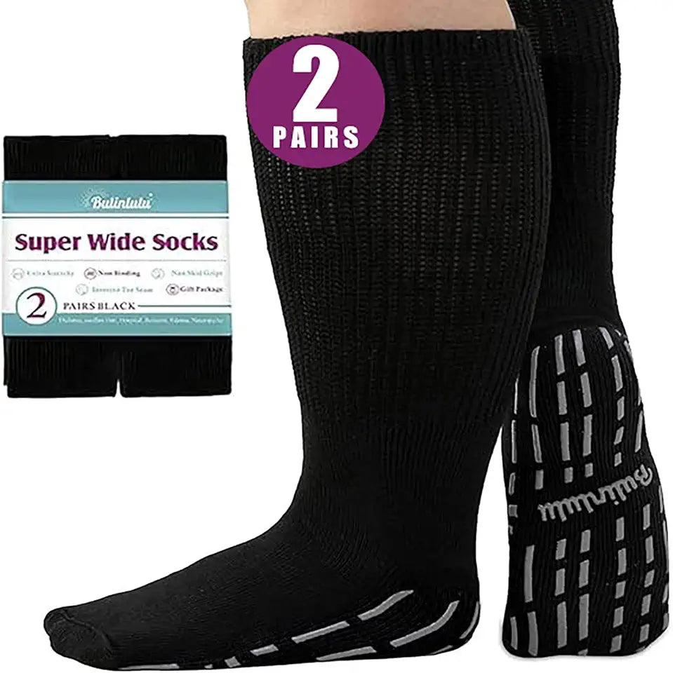 Extra Width Black 2 Pairs Diabetic Socks 13-15 T4420