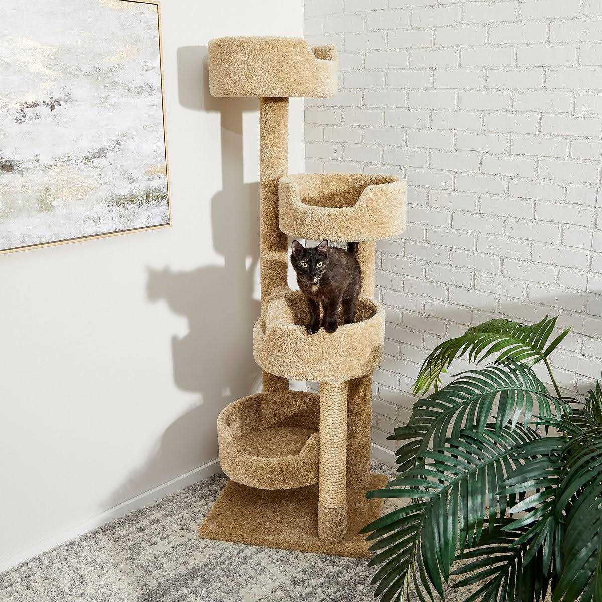65-in Real Carpet Wooden Cat Tree U49108
