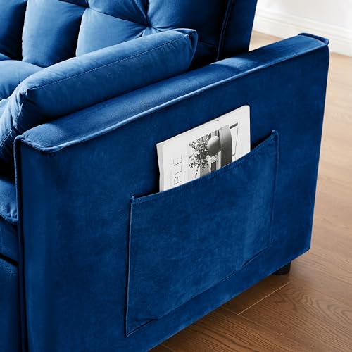 Velvet Convertible Sofa Bed with Adjustable Back E6545