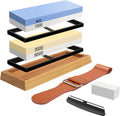 4 Side Grit 400/1000 3000/8000 Whetstone Set with Bamboo Base S95906