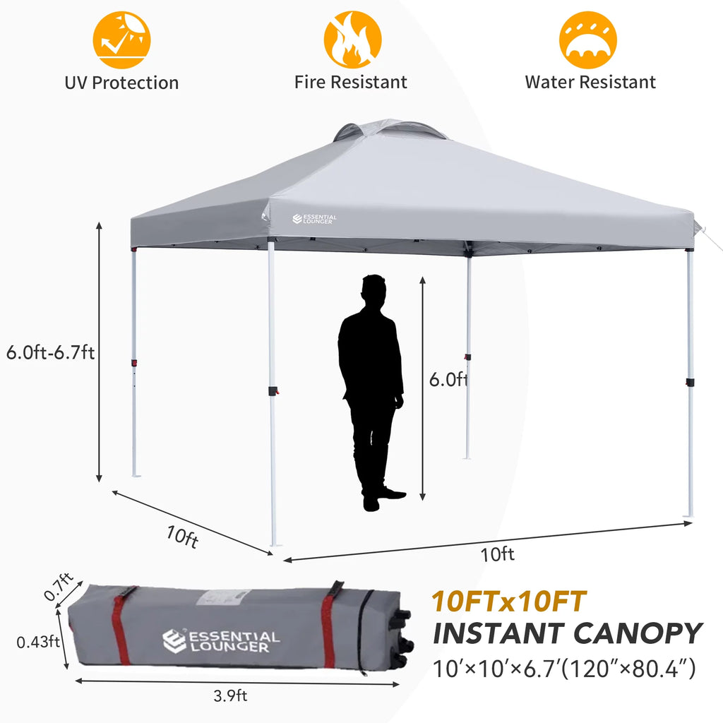 Grey 10x10ft Pop Up Outdoor Canopy Tent with Wheeled Carrying Bag X380